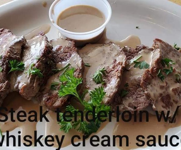 Steak tenderloin with whiskey cream sauce